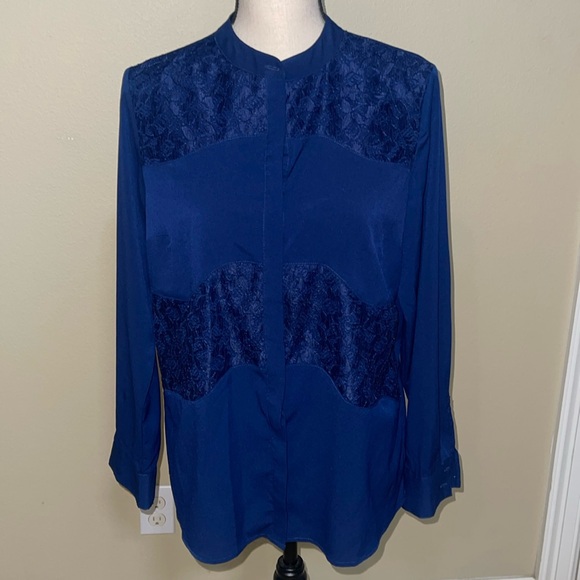 a.n.a Tops - a.n.a blue lace button down business casual top size petite large